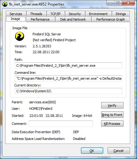 Process Explorer: fb_inet_server.exe Image.