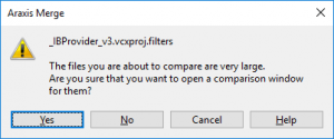 The files you are about to compare are very large. Are you sure that you want to open a comparison window for them?